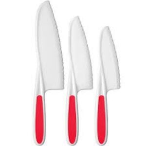 🆕Zulay 3-Piece Safety Knife Set for Kids - Red and White